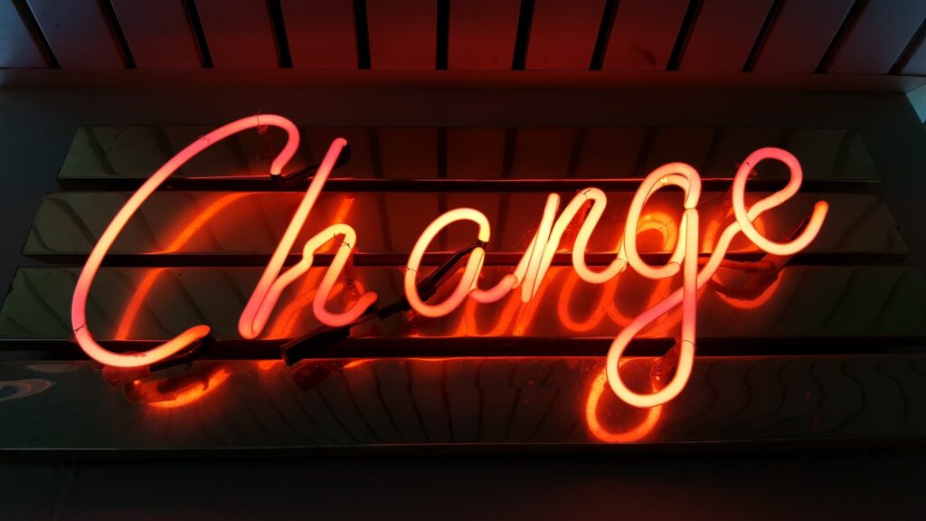 social justice: Change neon light signage