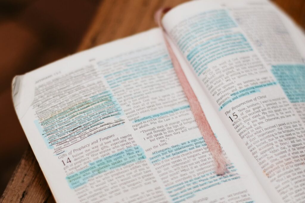 Bible scripture with book mark - Finding Hope in Prayer